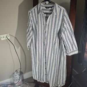 Mlle Gabrielle Blue, White & Gold Striped Top